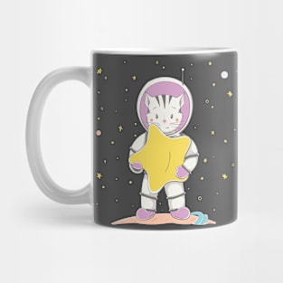 Lovely cute kitten girl astronaut hold the star Mug